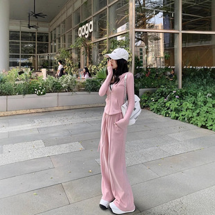 Sports suit Women's Autumn Fashion Students Korean-style Loose Slimming Fashion Internet Celebrity Casual Two-piece Running Suit