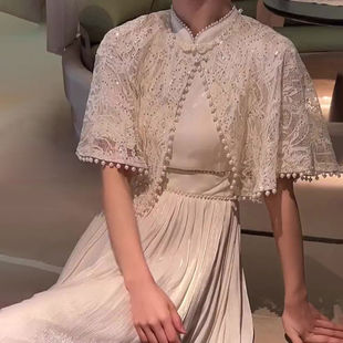 Платье внешнее Piao Cheongsam, женское платье Весна/Лето 2023, новый стиль, сочетающийся с коротким рукавом, юбка-фея средней длины, шаль