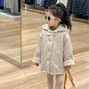 Double-sided wear ~ Korean style boys and girls neutral thickened warm double-sided wear lamb wool mid-length coat