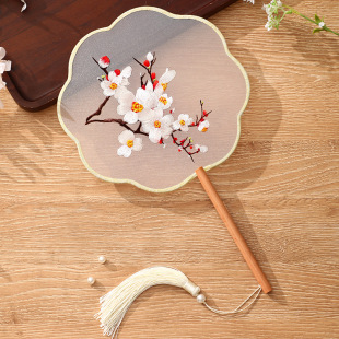 Embroidered round fan antique dancing fan Chinese style Hanfu cheongsam double-sided Suzhou embroidery children's dance round fan special
