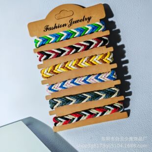 New cotton and linen retro Creative 3-color hand-woven bracelet men's and women's cocoa adjustable rope bracelet Other