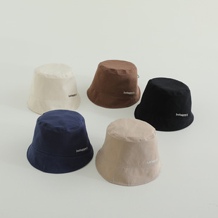 Benhui Letter Face-Coverting Japanese Style Casual All-Match Fisherman's Hat Spring and Autumn New Children's Embroidered Bucket Hat