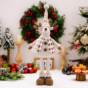 Haube Cross-border New Retractable Doll Ornaments Christmas Holiday Atmosphere Arrangement for the Elderly Snowman Elk Retractable Doll