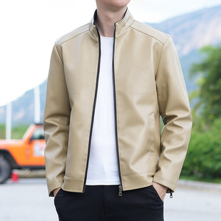 Men's Leather Jacket Single Clothes Casual Jacket Korean Fashionable Slim-fit Handsome Youth Autumn and Winter Leather Jacket for Men