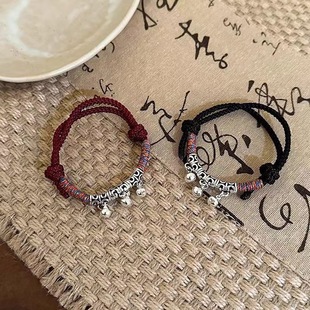 New Chinese Ethnic Style Bell Bracelet Women's Antique High-end Hand-woven Bracelet Retro Simple All-match Bracelet