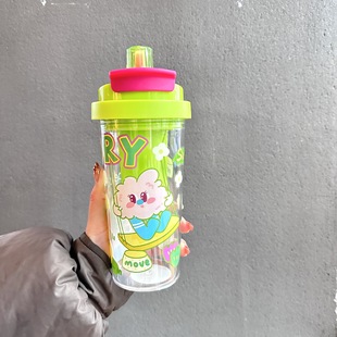 Ins-style high-value plastic cup for women summer new large-capacity student cup high-temperature resistant children's straw water