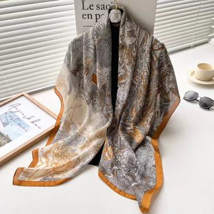 Fashion Joker Square Silk 110*110 Headscarf Women's Satin Printed Scarf Live Explosions Scarf Wholesale