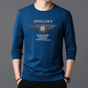Men's Long-sleeved T-shirt Spring and Autumn Round Neck Casual Sweater Thin T-shirt Middle-aged Men's Backing Shirt Business