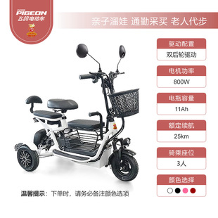 Flying Pigeon Electric Tricycle Home Small Pick-up for Children Women Parent-Child Folding Battery Car for the Elderly