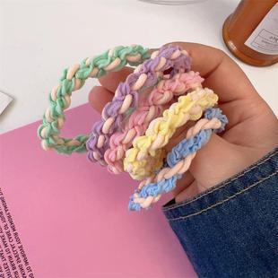 Mori colorful headband 2023 New girls' leather case high elastic durable rubber band twist braid hair tie rope