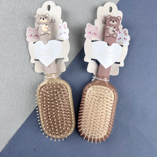 Large square air cushion comb Brown cute cartoon anti-static comb milk tea bear Internet celebrity student Shunfa comb