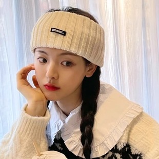 Autumn and Winter knitted wool wide-brimmed hair band celebrity style sports confinement hair band female warm headscarf face wash hair accessories