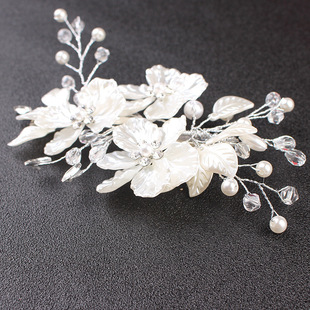 Bridal Wedding Headwear White Shell Pattern Pearl Flower Hair Clip AliExpress Cross-border Hot Hair Accessories