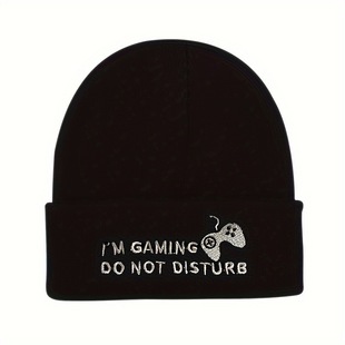 DO NOT DISTURB Game Machine Embroidered Knitted Hat Double-layer Warm Thickened Pullover Autumn and Winter Couple for Men and Women