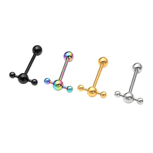 New stainless steel tongue ring tongue nail trend Amazon body piercing tongue jewelry wholesale hollow ball dumbbell tongue nail