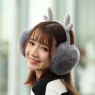 Winter Warm Earmuffs Women's Winter Cute Antlers Korean Style Ear Cover Riding Student Ear Movers Women's Imitation Rabbit Hair Ear Bag