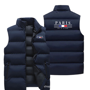 Cross-border men's vest winter new fashion men's coat waistcoat warm vest sleeveless collar cotton-padded jacket
