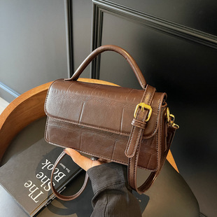 High-end Small Bag Women's 2024 New Trendy All-match Shoulder Crossbody Bag Popular Vintage Autumn and Winter Portable Small Square Bag