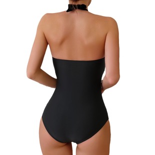 2024 new European and American solid color one-piece bikini swimsuit sexy floral outerwear women's swimsuit swimsuit two-piece suit