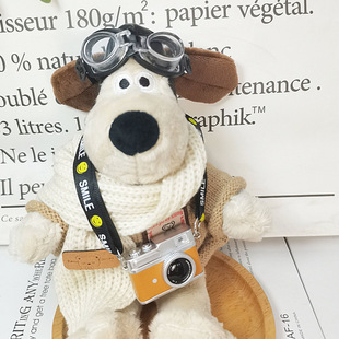 011 doll smiley face rope webbing luminous sound mini camera pendant doll dog plush doll schoolbag pendant