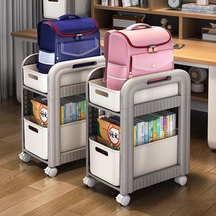 Schoolbag Book Storage Multifunctional Cart Student Schoolbag with Wheels Movable Bookshelf under Table Study Rack