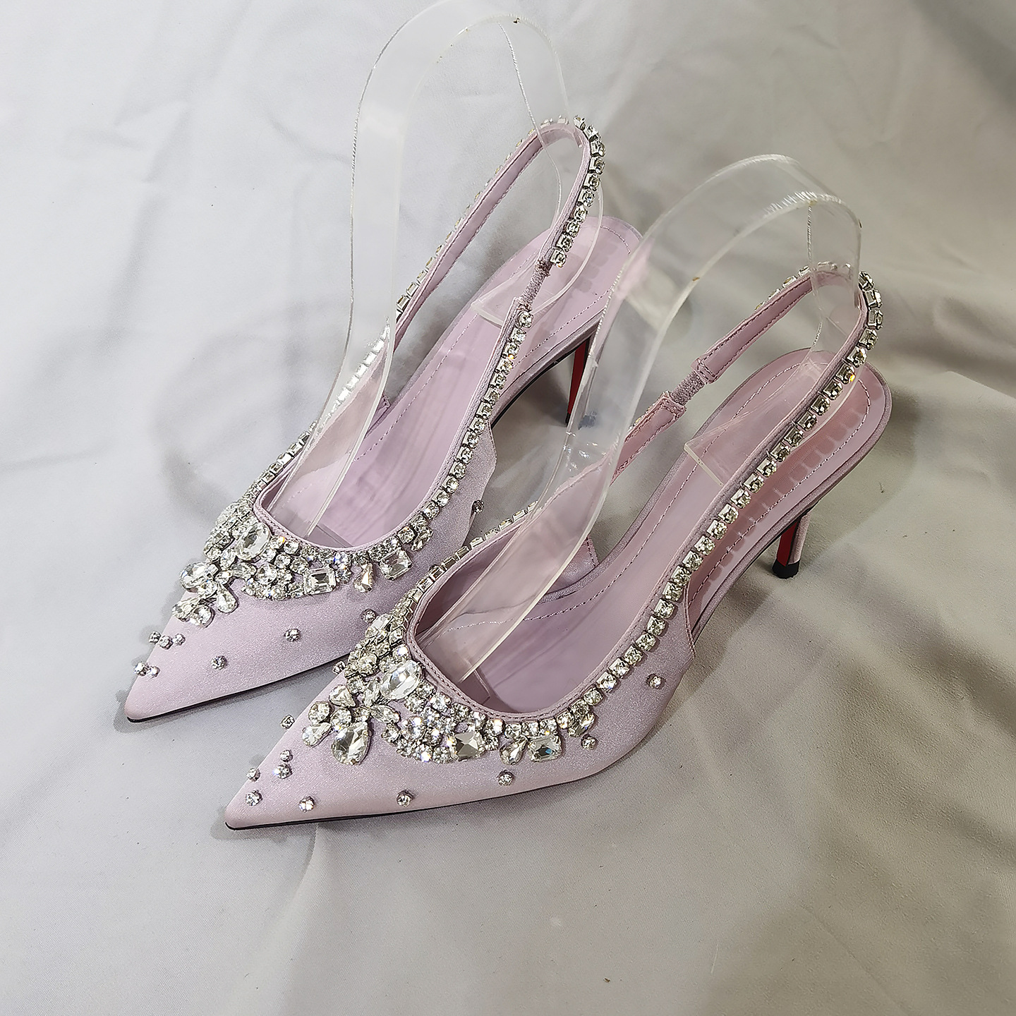 Overseas Style Rhinestone Sandals New Pointed Toe High Heel Wedding Shoes Toe Crystal Toe Sandals Fairy Style Fashion Shoes
