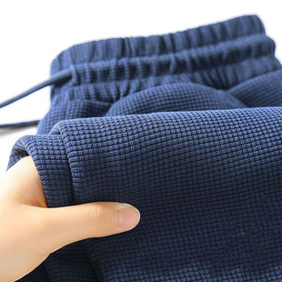 Sports Sweatpants Men's Waffles Spring Autumn Winter Loose Straight Wide Leg fleece-lined Casual Long Pants for Teenagers and Students