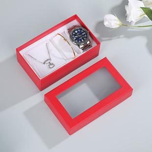 New Creative High-end Jewelry Packaging Box with Rose Watch Necklace Jewelry Packaging Box Valentine's Day Window Gift Box