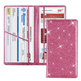 Universal driver's license set car registration certificate insurance policy leather case PU leather card case shiny wallet