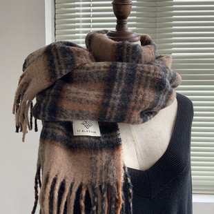 Cashmere Plaid Scarf Women's Autumn and Winter High-end 2023 New Korean-style All-match Warm Long Shawl Scarf