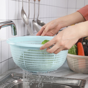 Single-layer household plastic multi-functional vegetable washing basket portable storage hollow drain basket fruit washing rice basket wholesale