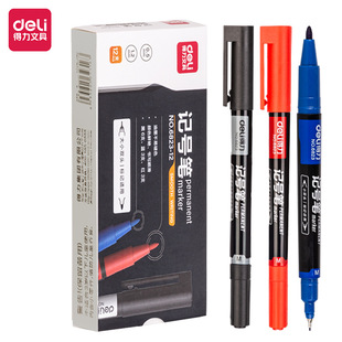 Маленький двуглавый маркер Deli 6823 Gou Line Pen Art Черная маслянистая тонкая Марка Детская живопись Быстросохнущая
