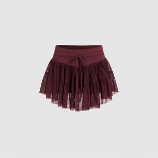 Cross-border Yoga Clothing Quick-drying Sports Long-sleeved Backless Naked Sports Vest with Finger Cover Anti-light Drawstring Tennis Skirt