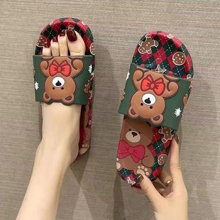 Women's Outdoor slippers fashionable cute bear home non-slip internet red ins popular style fried Street high-looking