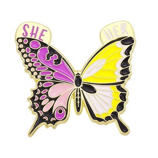 Japanese Cartoon Cute Moth Butterfly Insect Metal Badge Biology Student Bag Jewelry Accessories Brooch