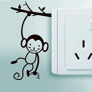 Branch monkey switch stickers toilet stickers living room bedroom wall decoration wall stickers cross-border AliExpress generation
