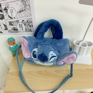 Cross-Border Wholesale Cartoon Stitch Backpack Female Student Cute Bag Large Capacity Blue Plush Doll Backpack