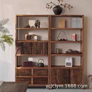 Old Elm Ancient Rack Homestay Antique Furniture Bookshelf Antique Rack New Chinese Zen Elm Storage Rack
