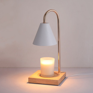 European-style Simple Aromatherapy Melted Wax Lamp Iron Wooden Art Desktop Nightlight Romantic Bedside Lamp Fire-free Essential Oil Melted Candle Lamp