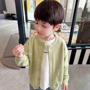 Waxy dense woven medium-thin line boys spring sweater new sweater cardigan children spring and autumn giant soft embroidery fashion