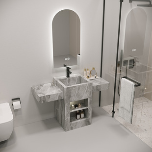 Pillar Basin Rock Board Integrated Wash Basin Bathroom Floor-standing Household Wash Basin Balcony Wash Basin Set