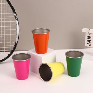 Small Mi Same Style 304 Stainless Steel Car Cup Drop Resistant Thickened Straight Drinking Cup Portable Beer Cup Simple Paper Cup