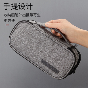 Amazon Hot Selling Large Capacity Pencil Bag Simple Three Layer Creative Student Multi-function Canvas Korean Pencil Bag Pencil Case