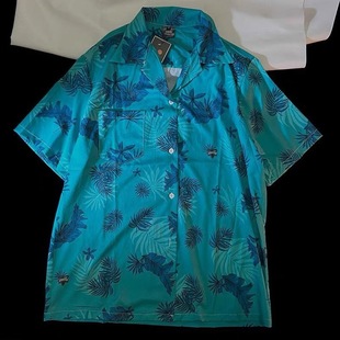 2025 Fashion Foreign Trade Cuban Collar Floral Shirt Men's and Women's Loose Hong Kong Flavor Hawaiian Couples Beach Short Sleeve Shirt