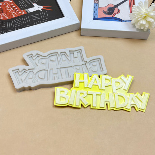 Happy Birthday Card English Letters Flip Sugar Silicone Mold Letters Cake Decoration Chocolate Mold