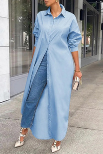 2024 Amazon Hot Selling Women's Long-sleeved Shirt Dress