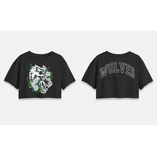 in stock Darc Wolf Head Round Neck Short Sleeve Cropped Top high quality Printed T-Shirt Loose Fitness Women's Top