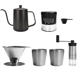 24 New Cross-border Hand-made Coffee suit Stainless Steel Outdoor Convenient Coffee Gift Box Coffee Pot Set