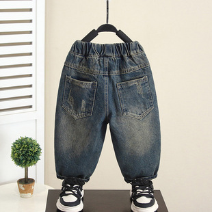 6193 Children's Pants Spring and Autumn Boys Autumn Retro Jeans 2025 New Boys Straight-Leg Pants Baby Pants