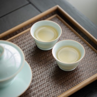 Pink Green Tea Cup Ceramic Single Cup Simple and Elegant Household Solid Color Kung Fu Cup Tea Set Household Chinese Style Cup for Guests